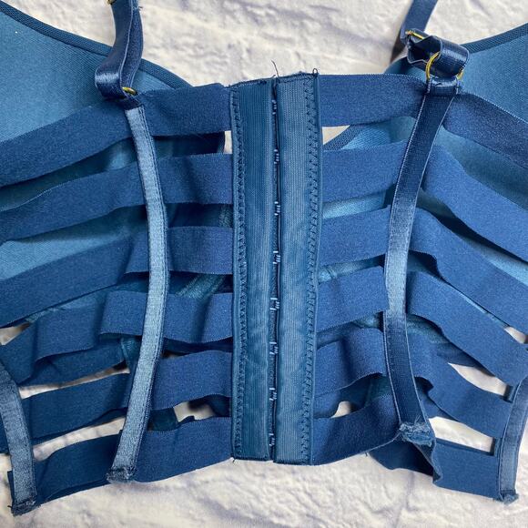 BKLYN Noir Cage Bra in Teal - Picture 4 of 6